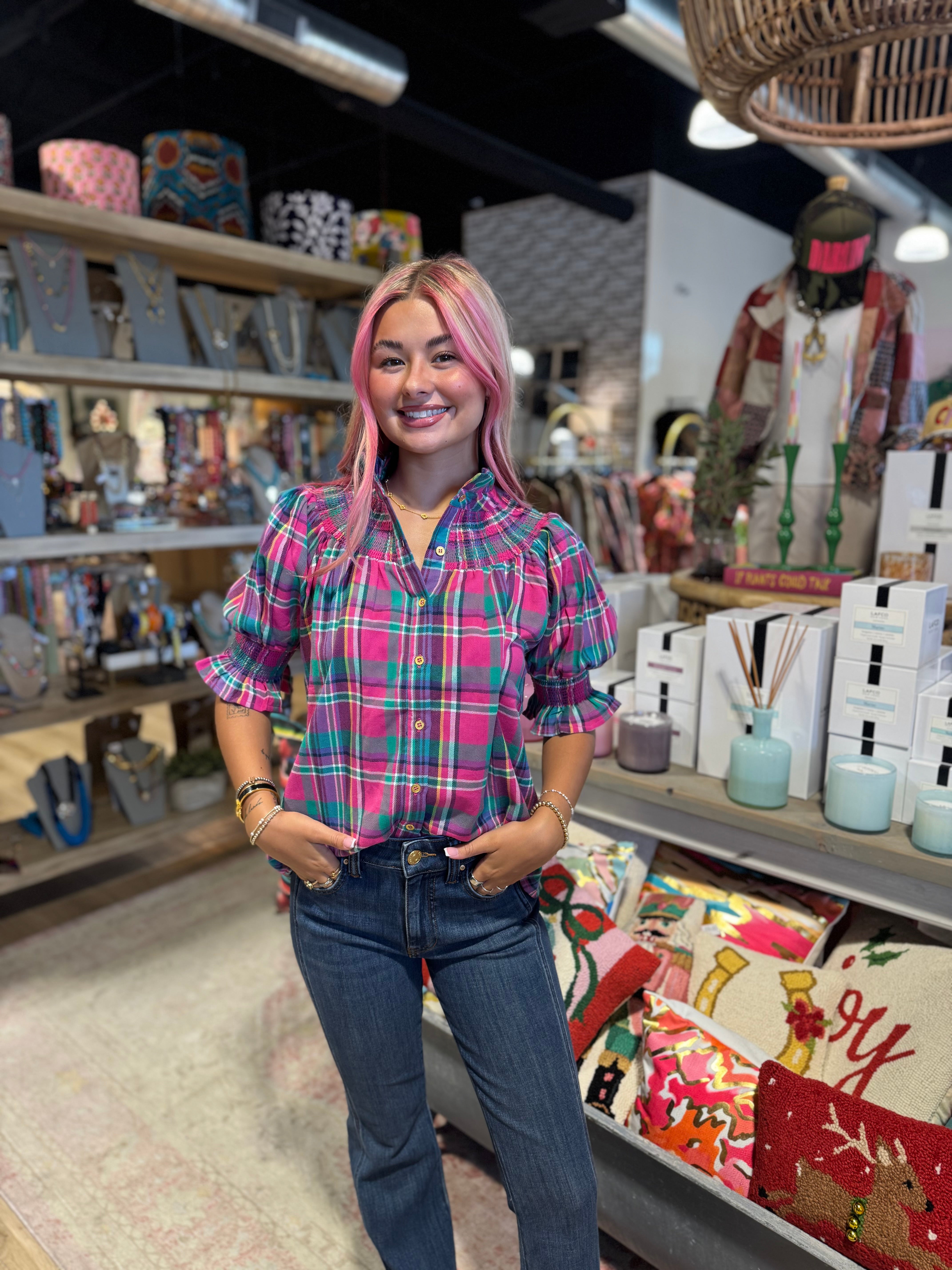Kathleen Plaid Blouse