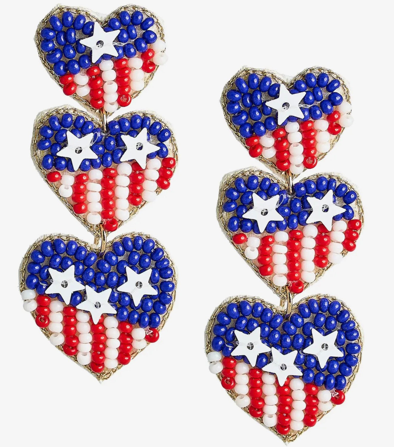 Beaded Earrings - RED WHITE & BLUE