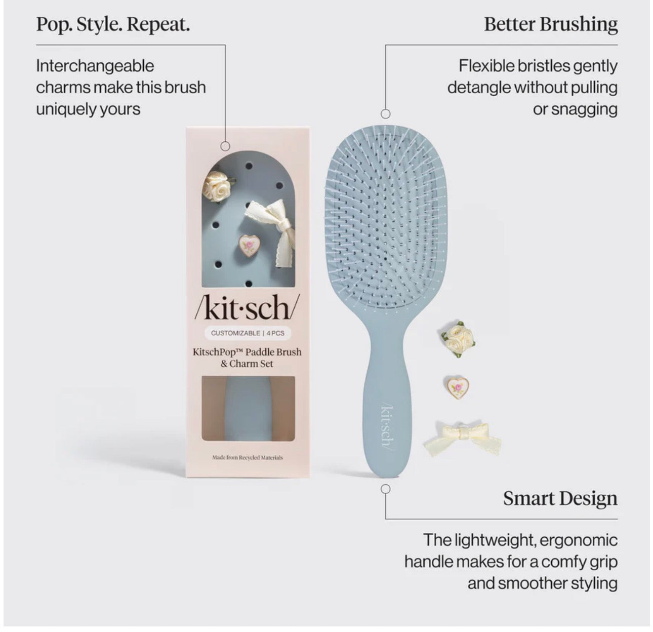 Paddle Brush & Charm Set