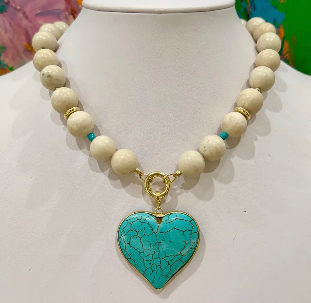 Turquoise Jasper Heart Necklace
