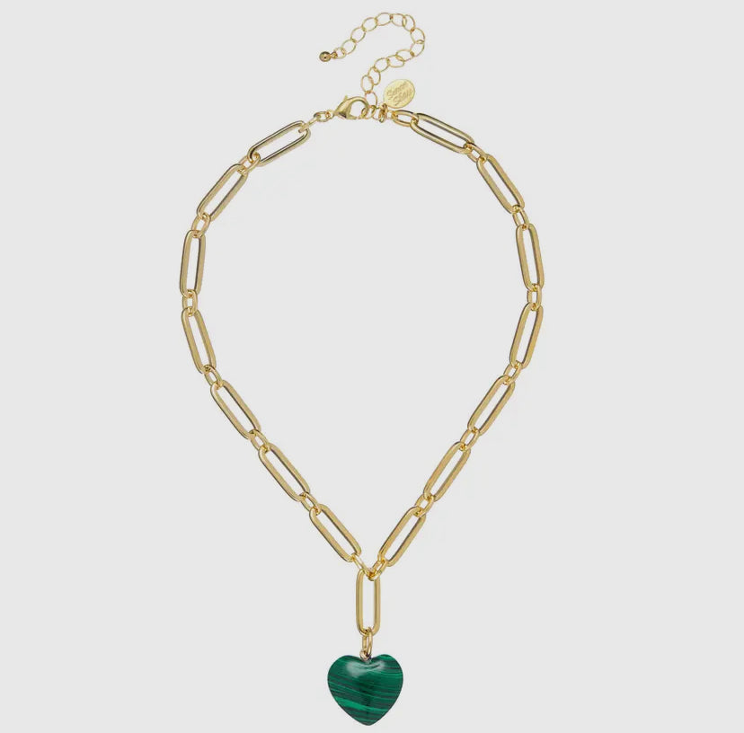 Monroe Heart Necklace - Malachite