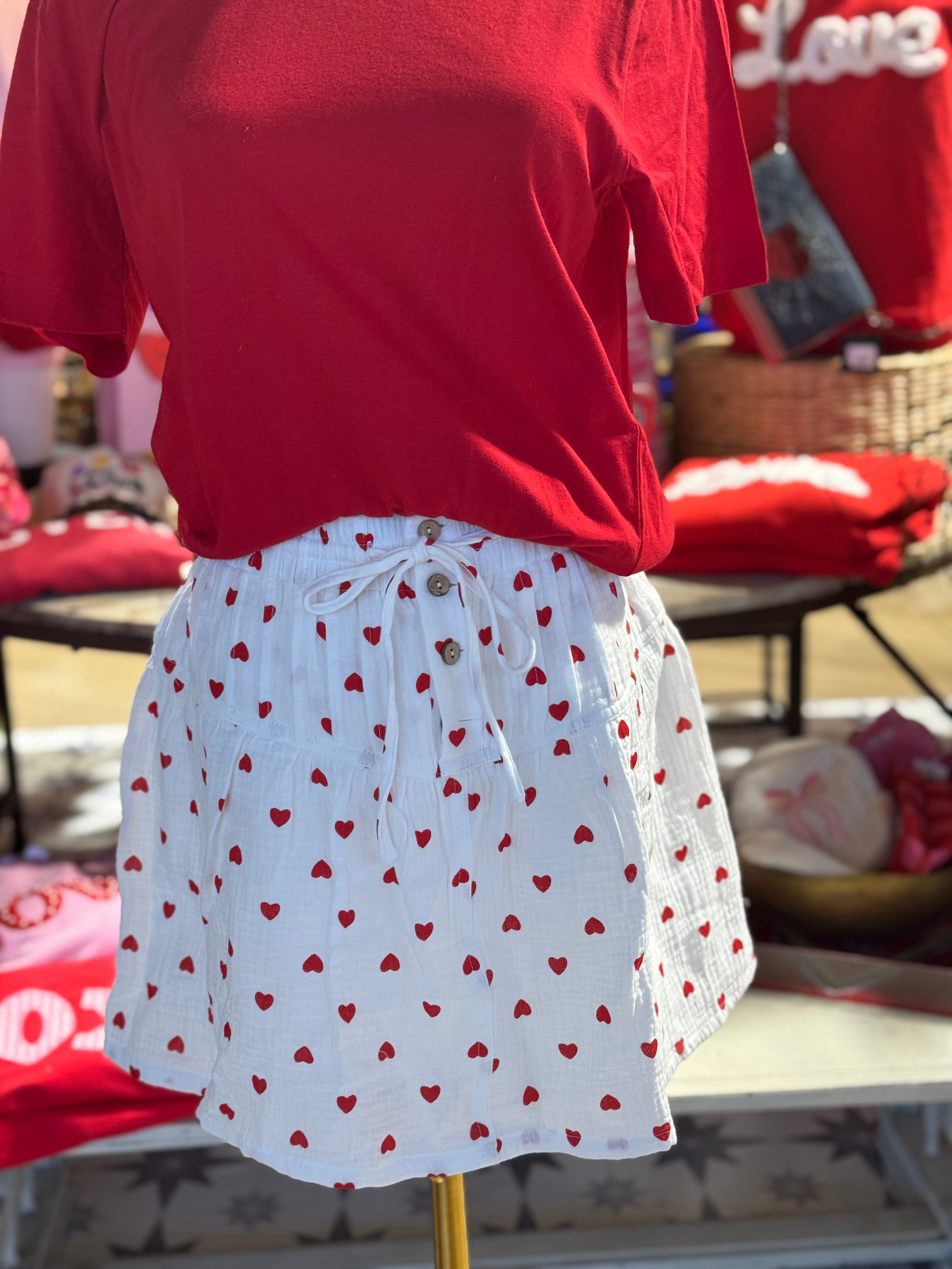 Embroidered Heart Flare Mini