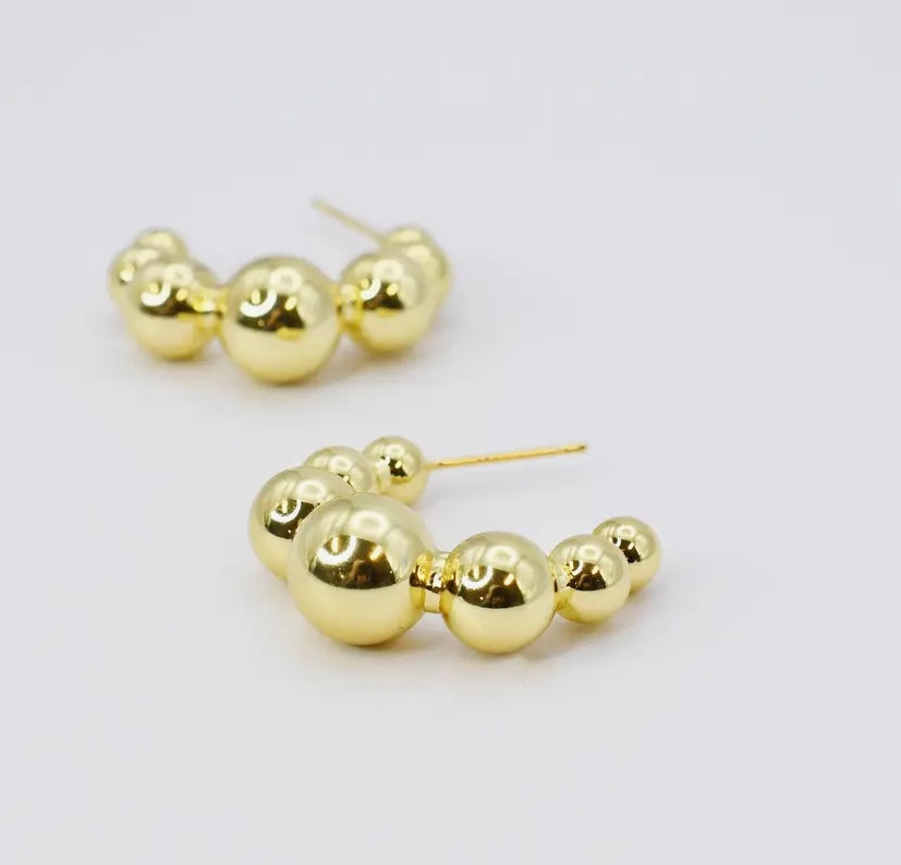 Bubble Hoop Gold Earrings
