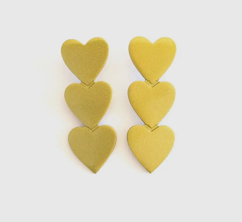 Gold Heart Metallic Earrings