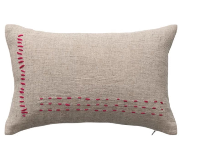 Embroidered Lumbar Pillow