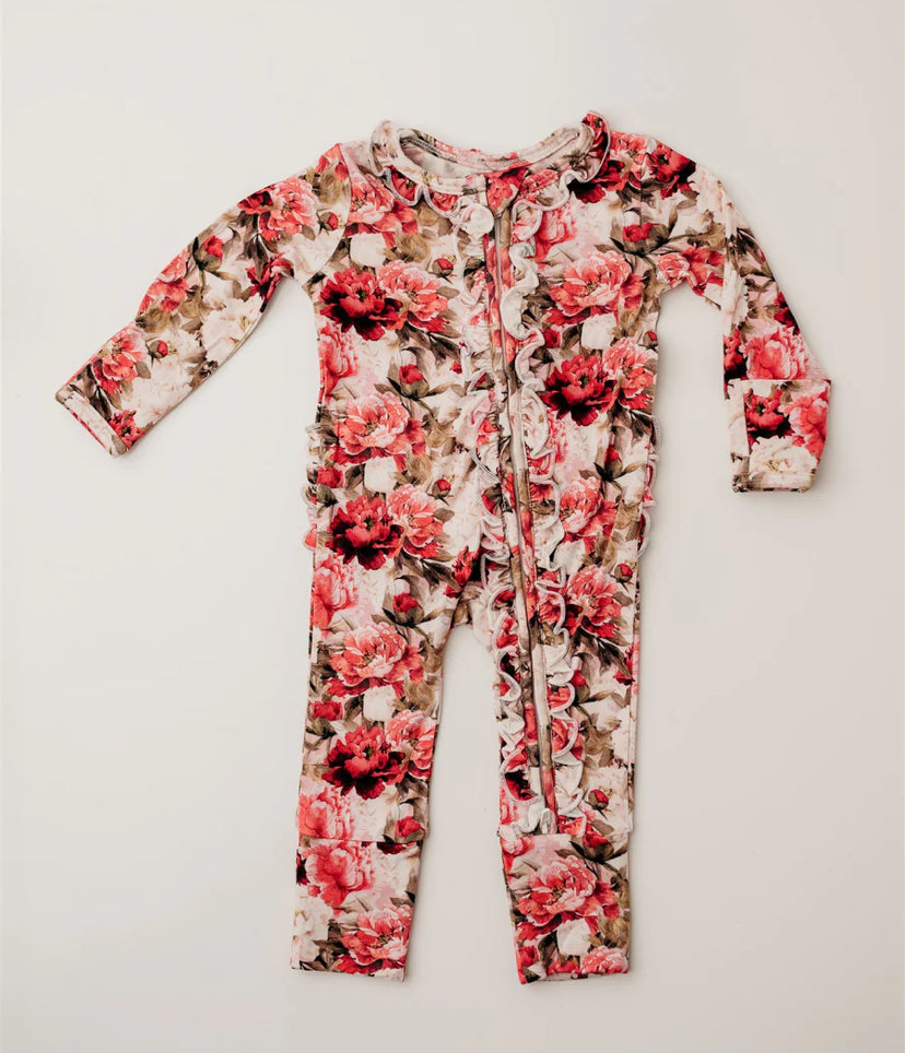 Crimson Bloom Floral Footie