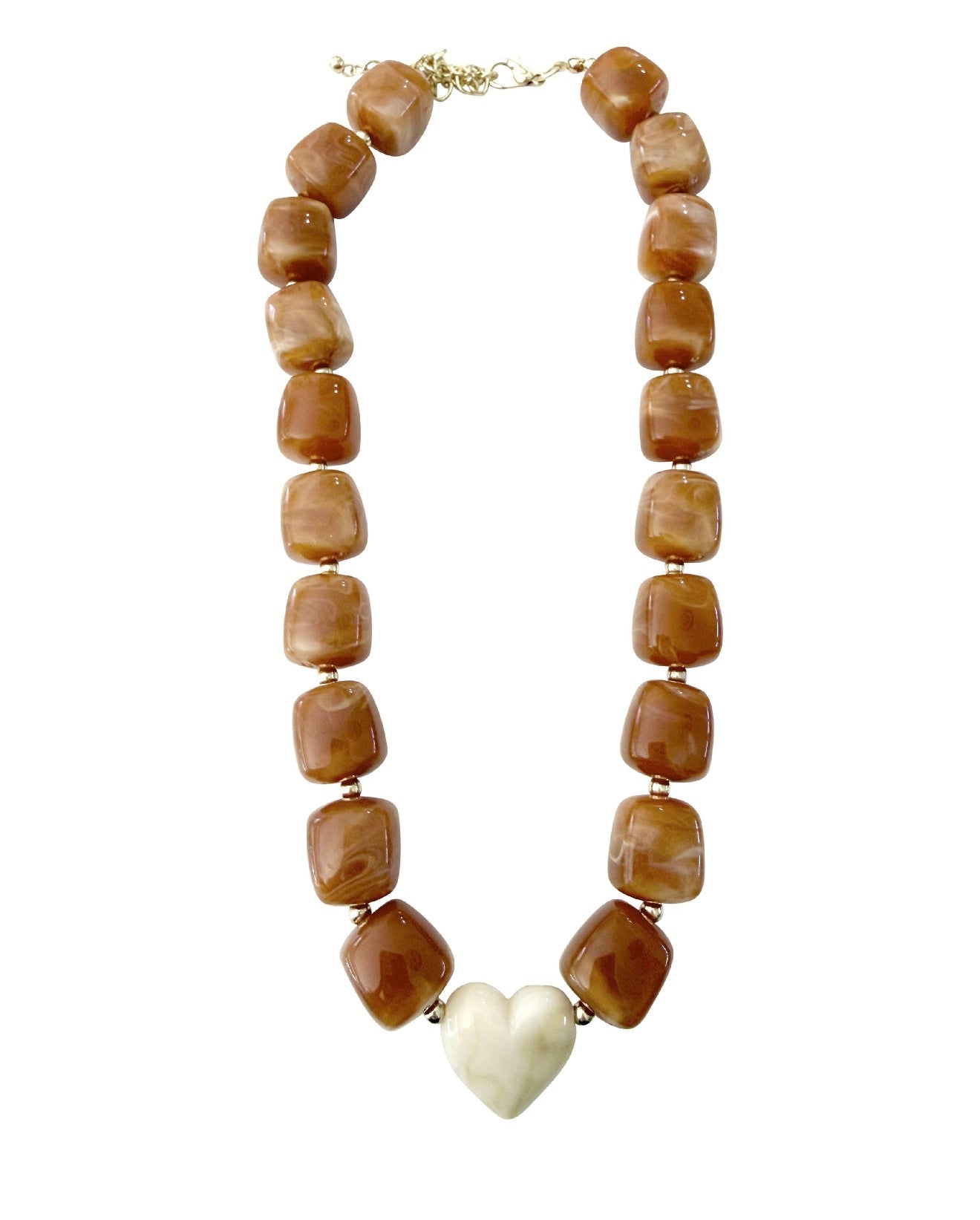 Jordan Chunky Beaded Heart Necklace- Multi