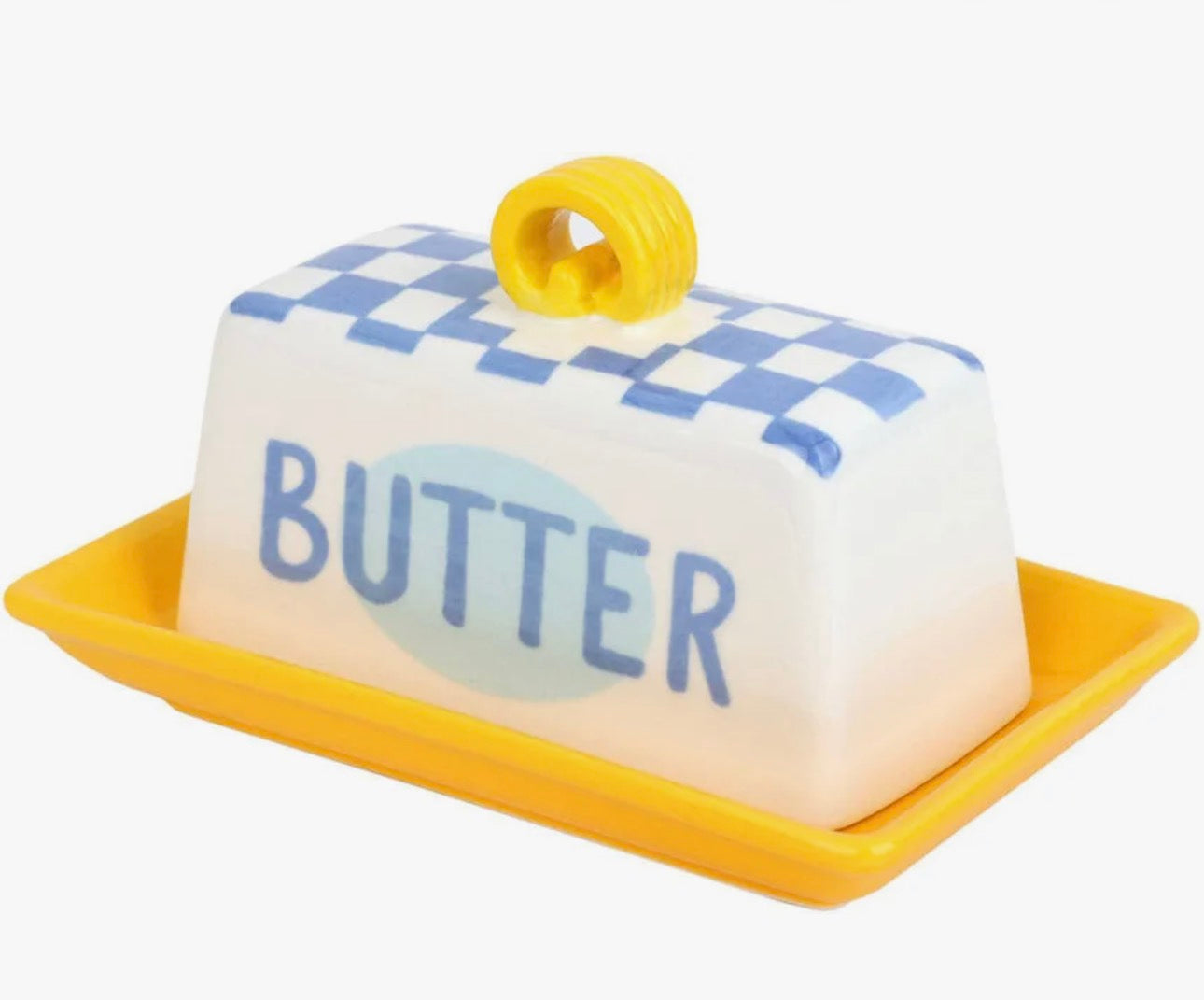 Blue Check Butter Dish