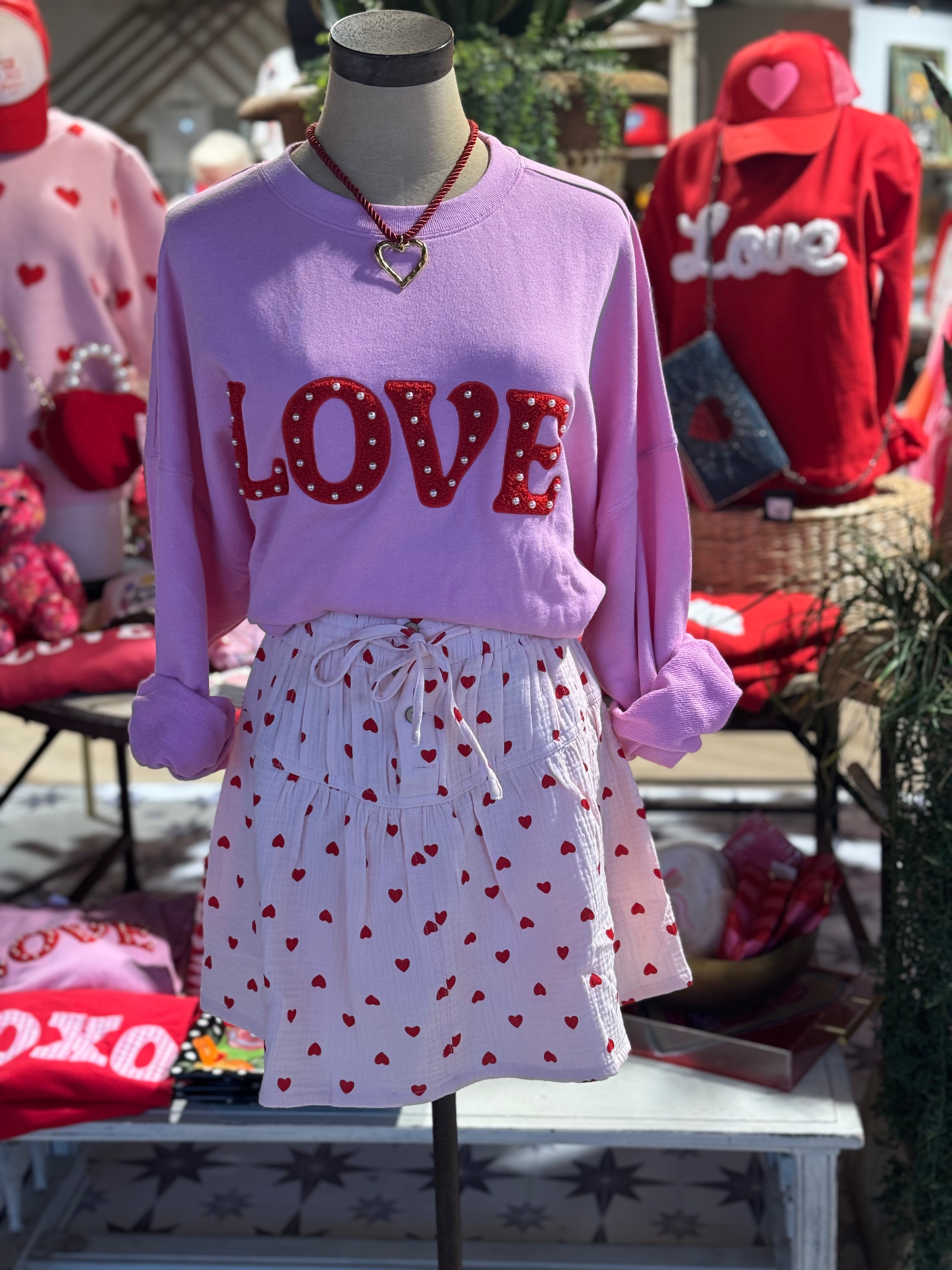 Embroidered Heart Flare Mini