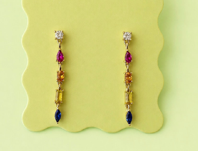 Dangle Earrings - Colorful Gemstones - Jasmine