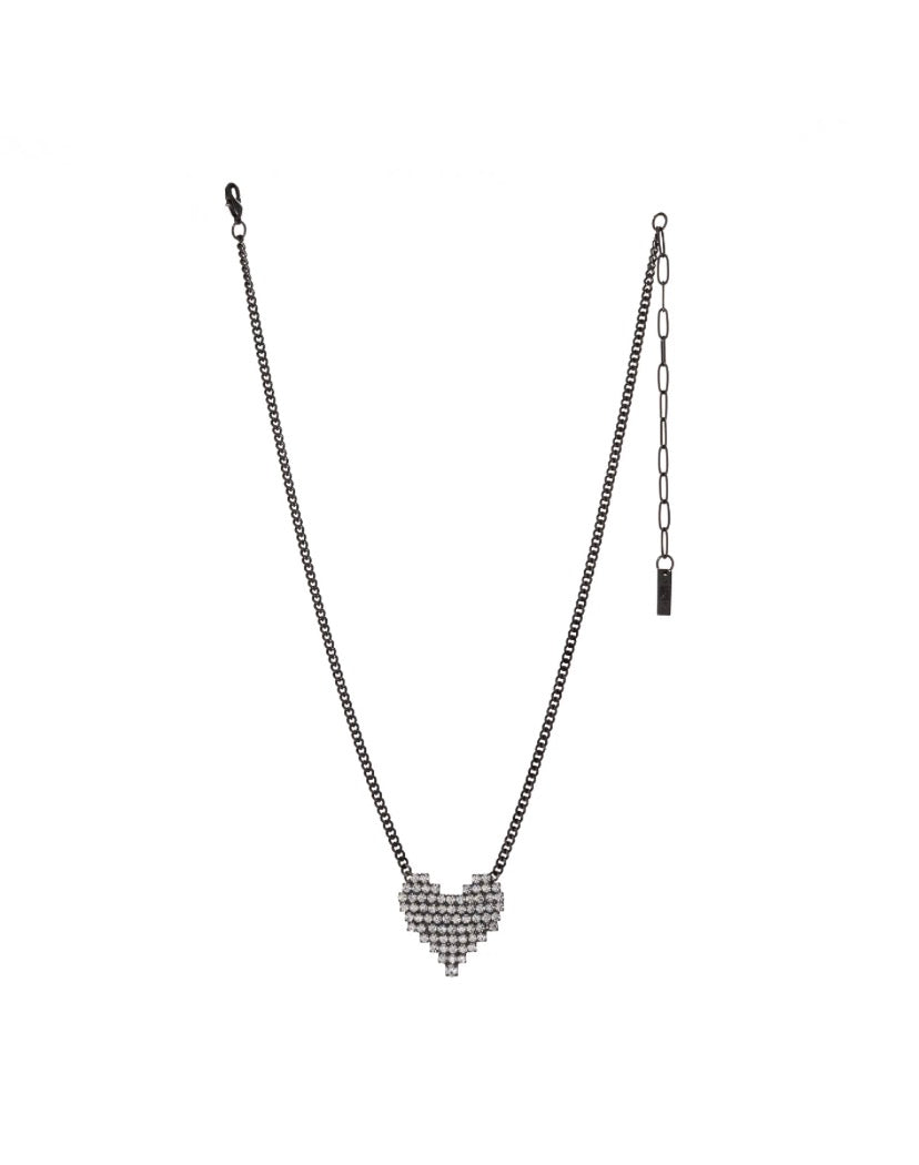 Candy Heart Necklace In Gunmetal Clear