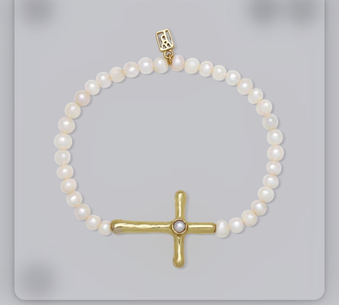 Pearl Cross Bracelet