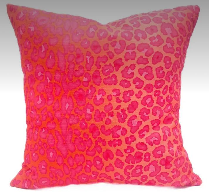 Pink And Orange Leopard Print Pillow