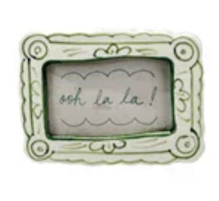 Hand-Painted Stoneware Mini Photo Frame Magnet w/ Word/Saying, 10 Styles