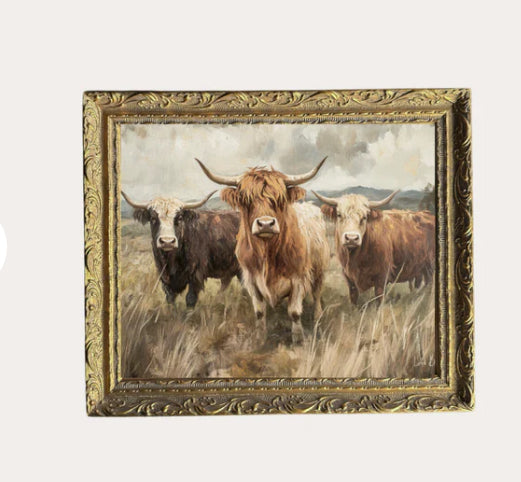 Highland Cow Herd Framed Art