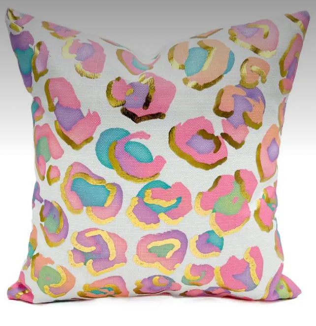 Gold Foil Princess Leopard Pillow