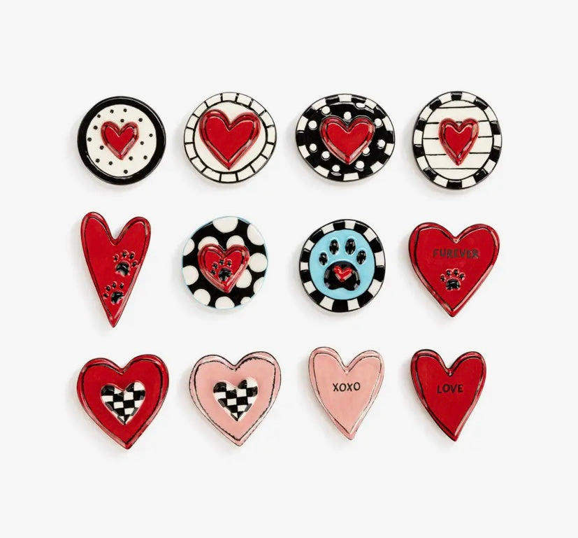 Heartful Home Ceramic Magnets - 12 Assorted