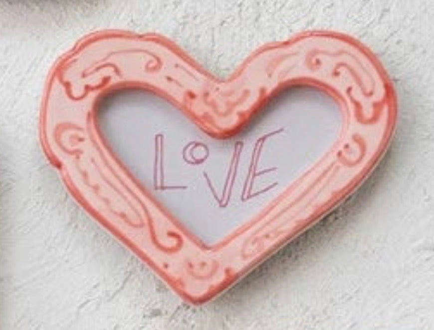 Hand-Painted Stoneware Mini Photo Frame Magnet w/ Word/Saying, 10 Styles