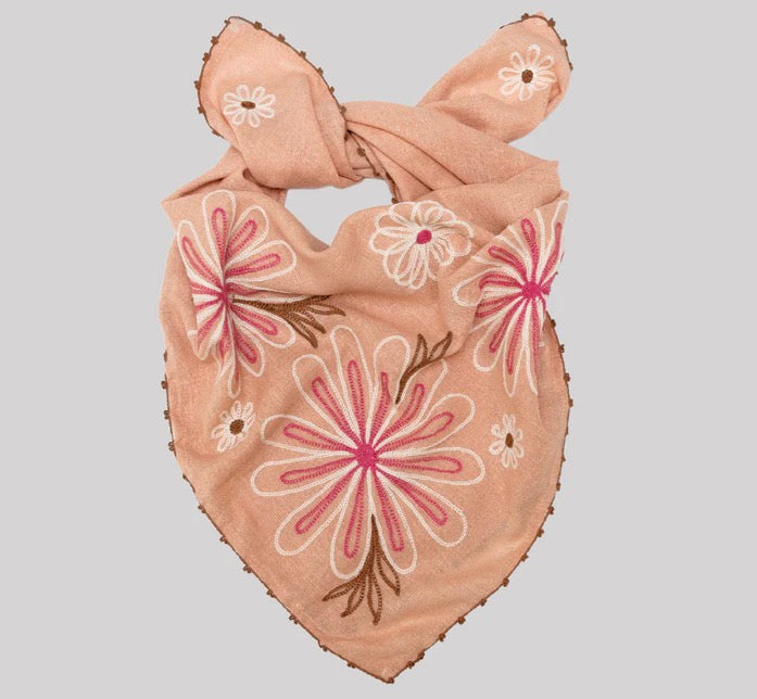 Embroidered Silk Noil Bandana (Assorted)