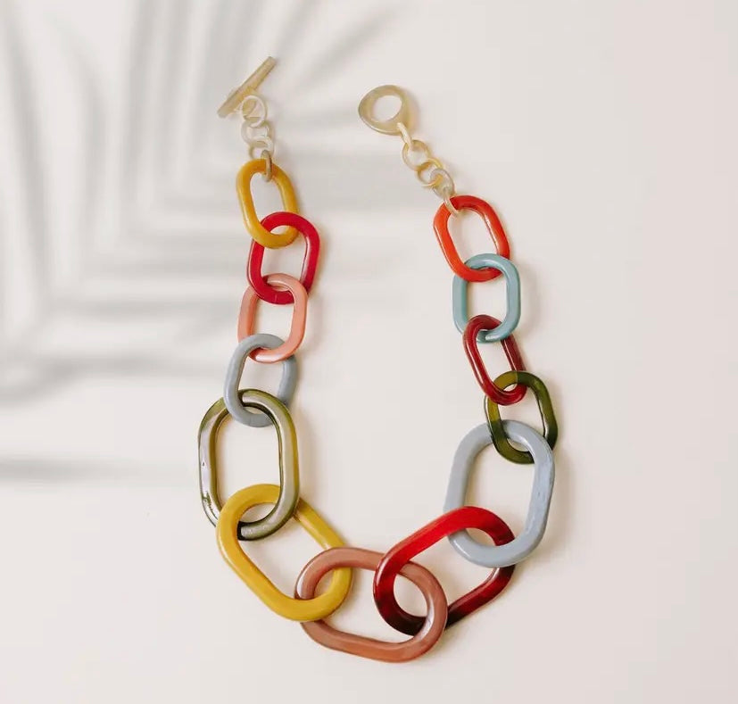 Smoky Rainbow Link Necklace