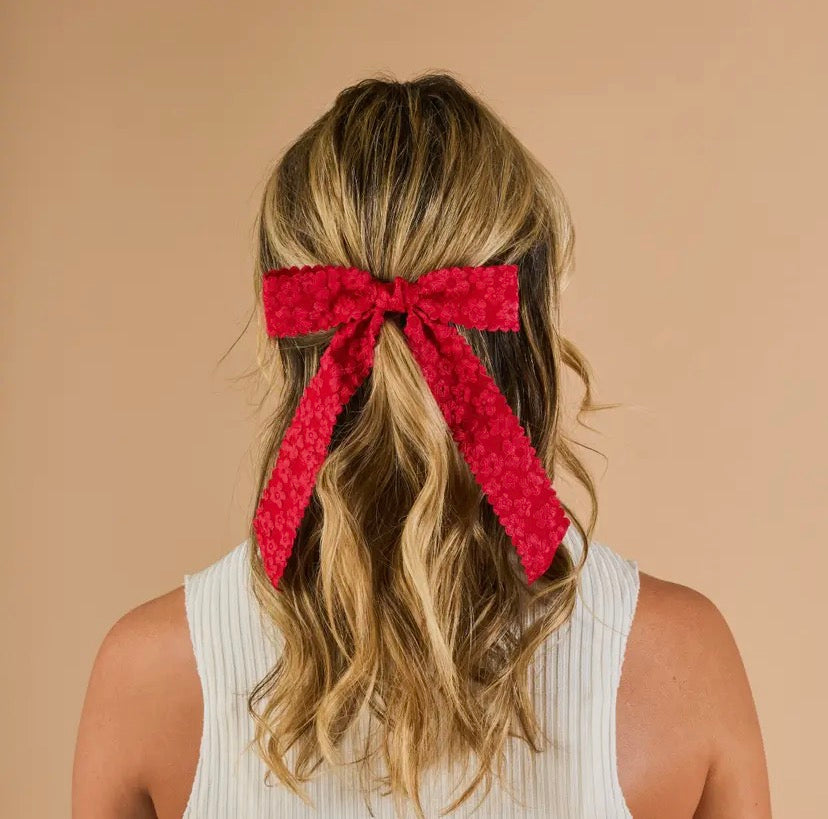 Flower Scallop Hair Bow
