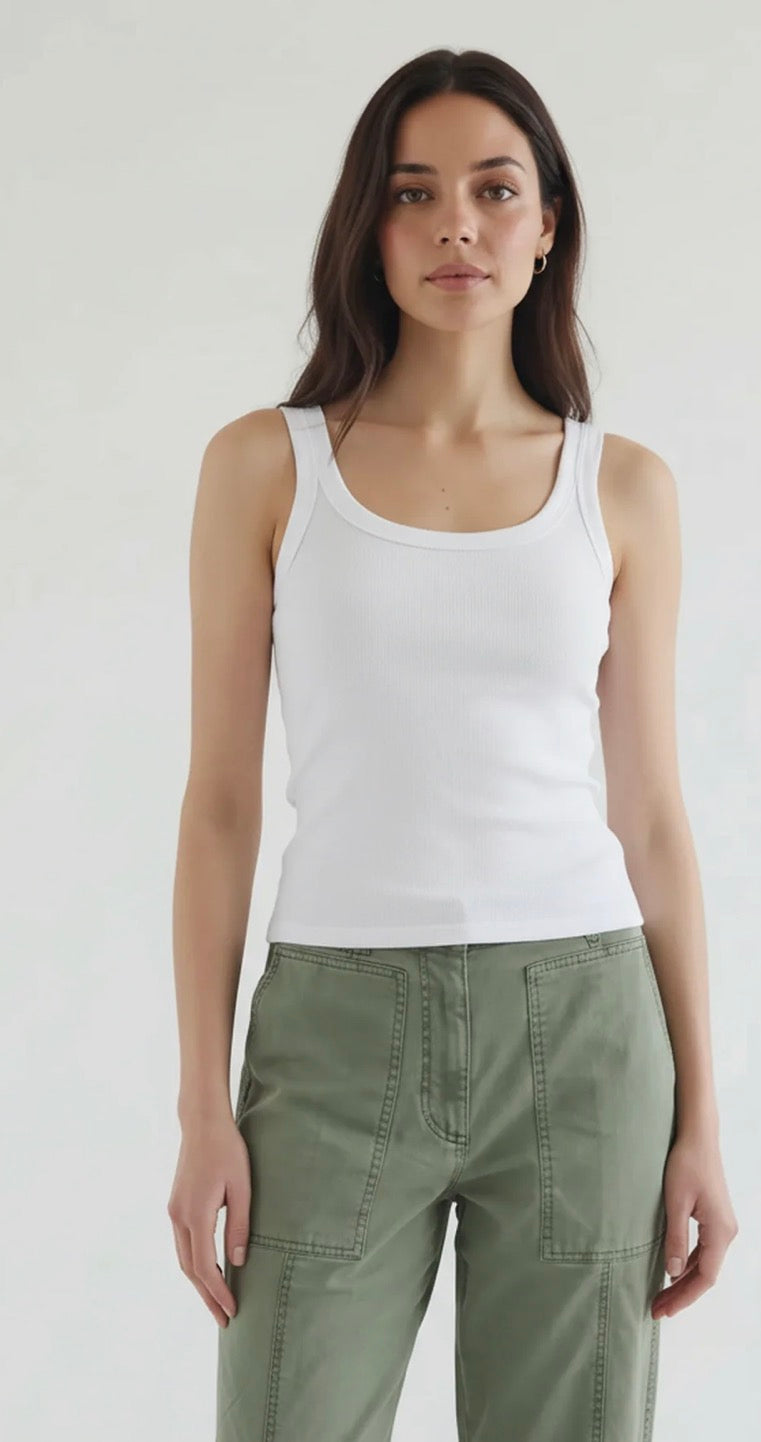 White Ribbed Tank