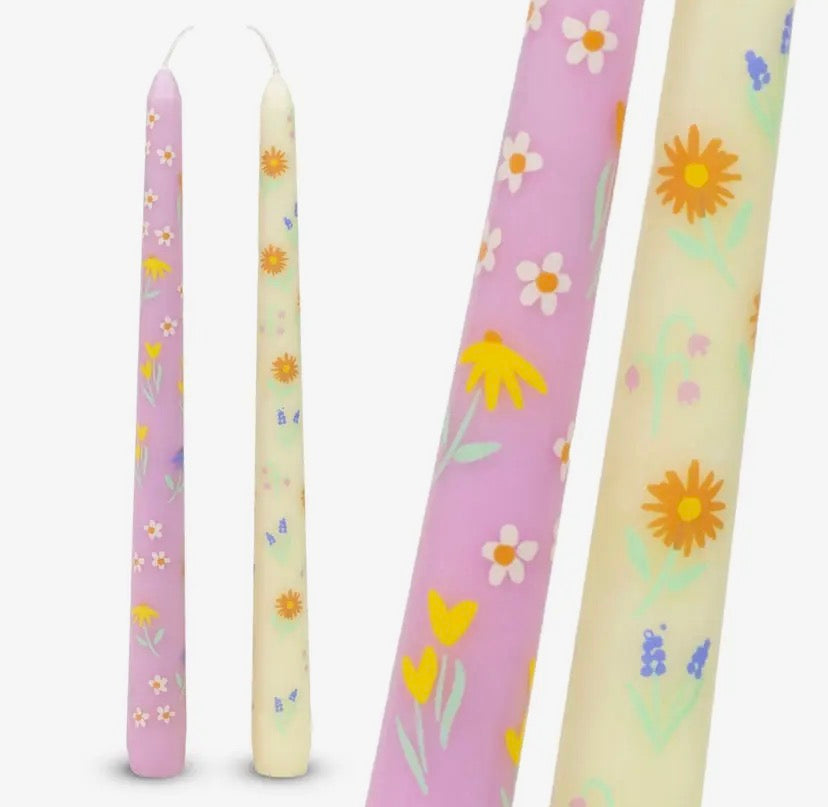 Floral Dinner Candles - 2Pk