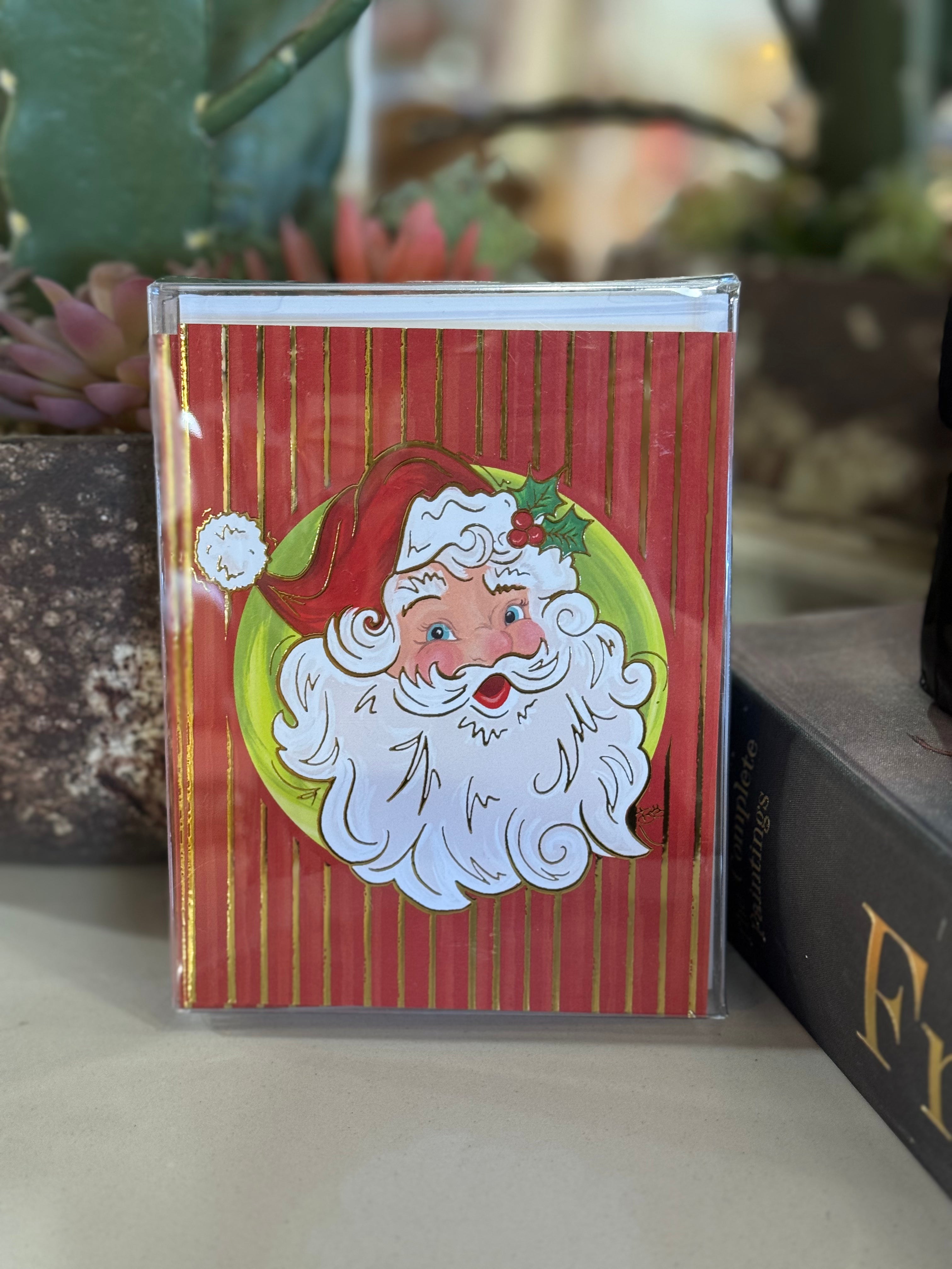 Santa Foil Folded Note Cards