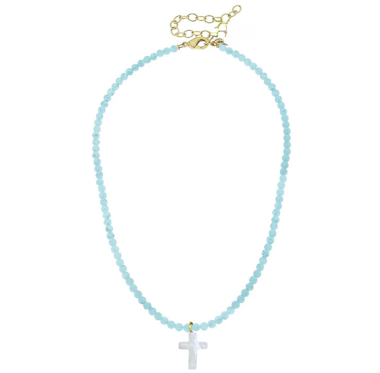Aqua Alys Pearl Cross Necklace