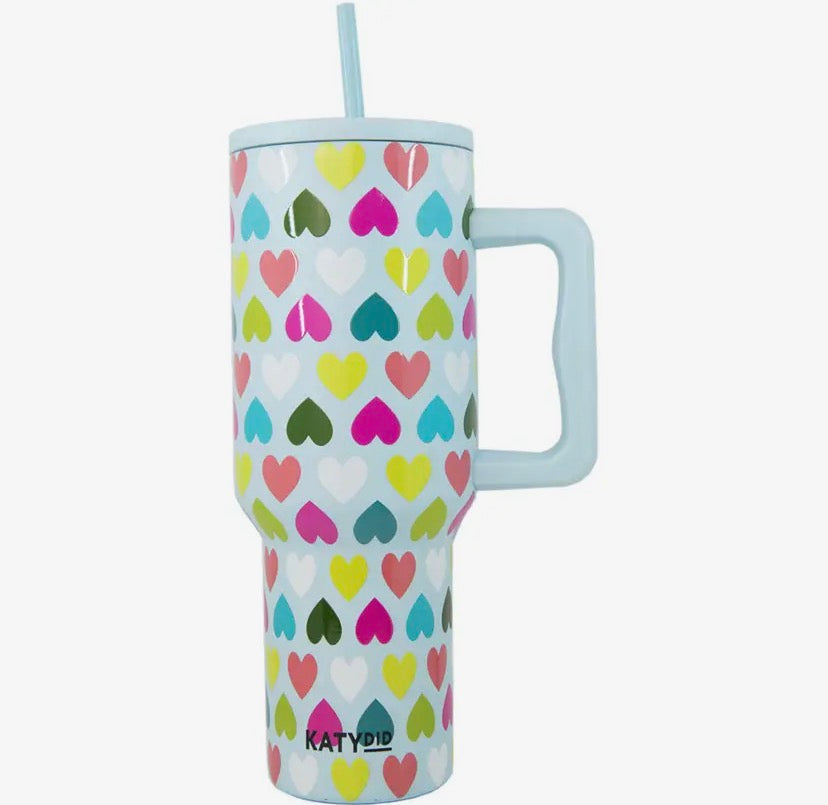 Multicolored Hearts Tumbler Cup