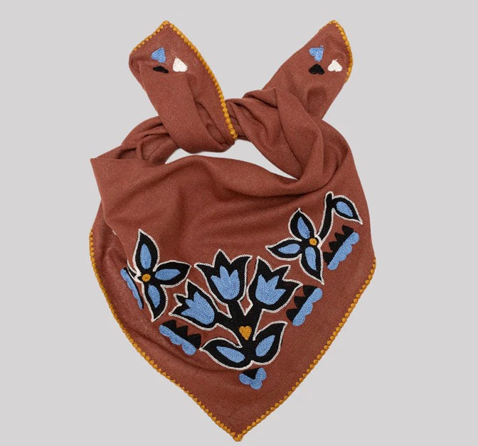 Embroidered Silk Noil Bandana (Assorted)