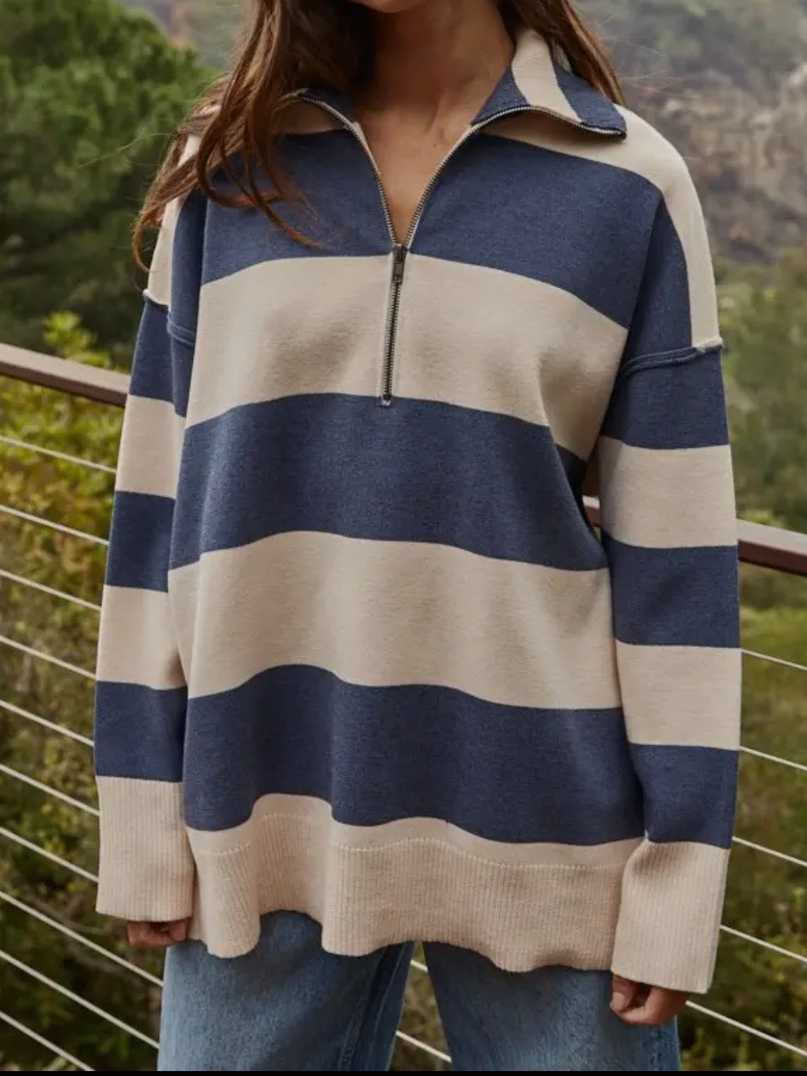Knit Stripe Zip