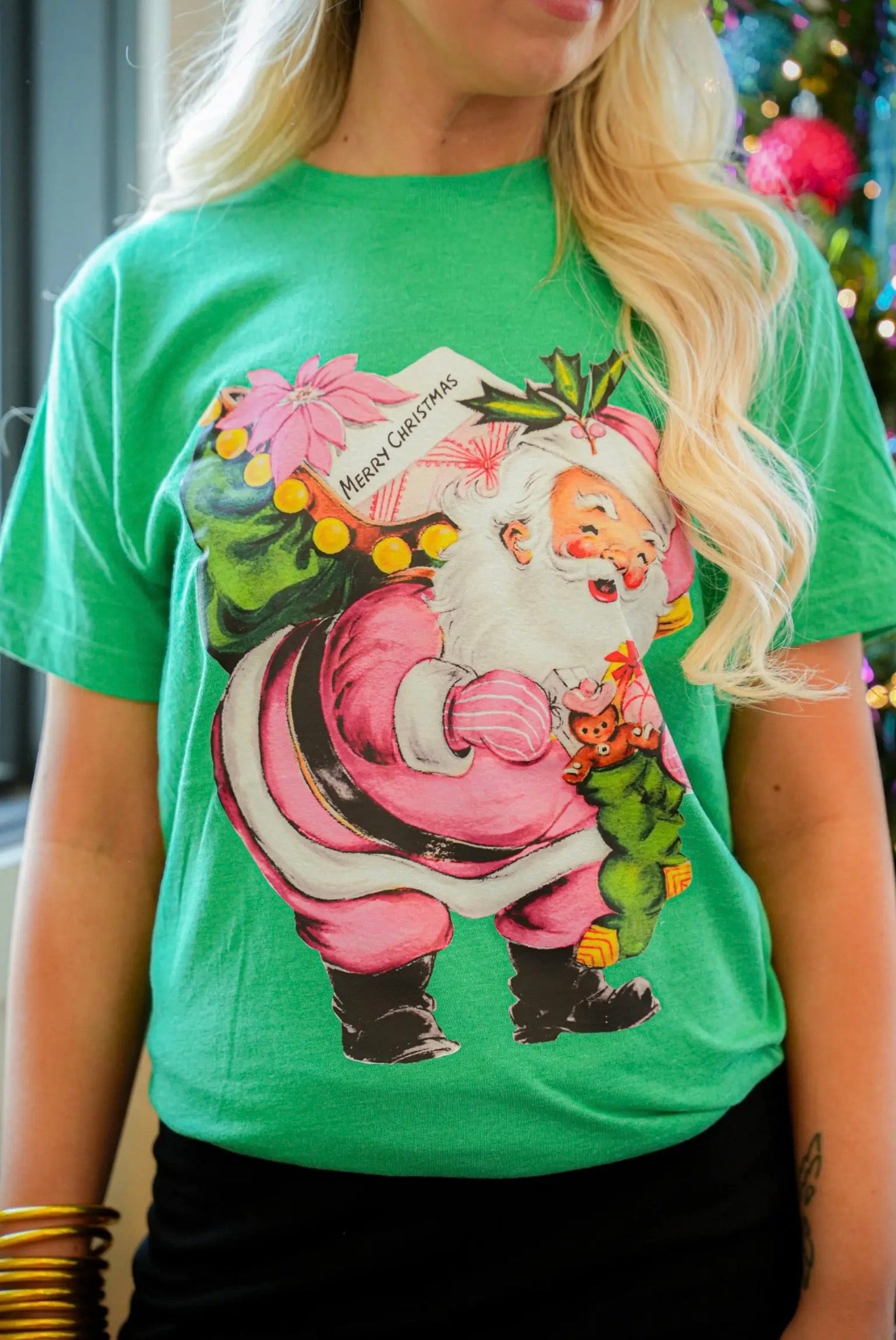 Vintage Pink Santa Tee