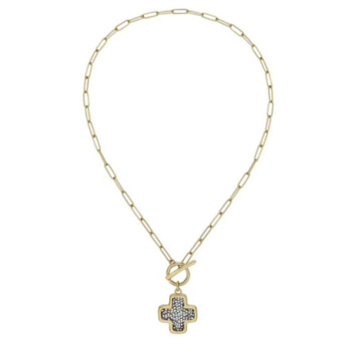 Kristal Cross Toggle Necklace
