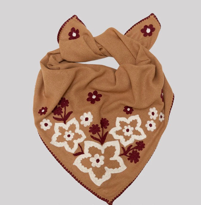 Embroidered Silk Noil Bandana (Assorted)
