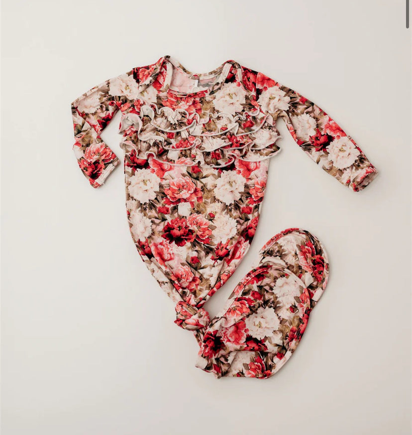 Crimson Bloom Knot Gown