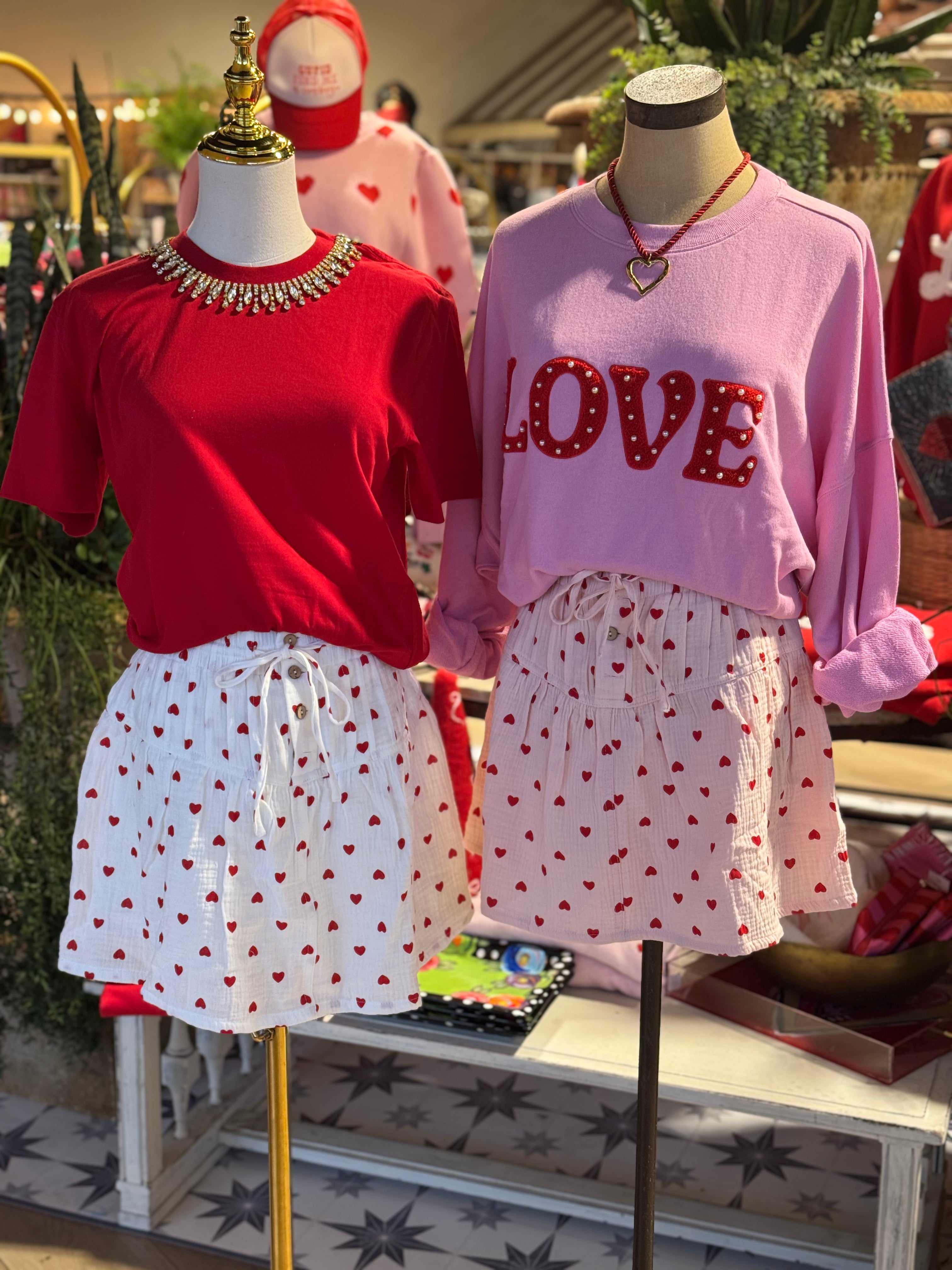 Embroidered Heart Flare Mini