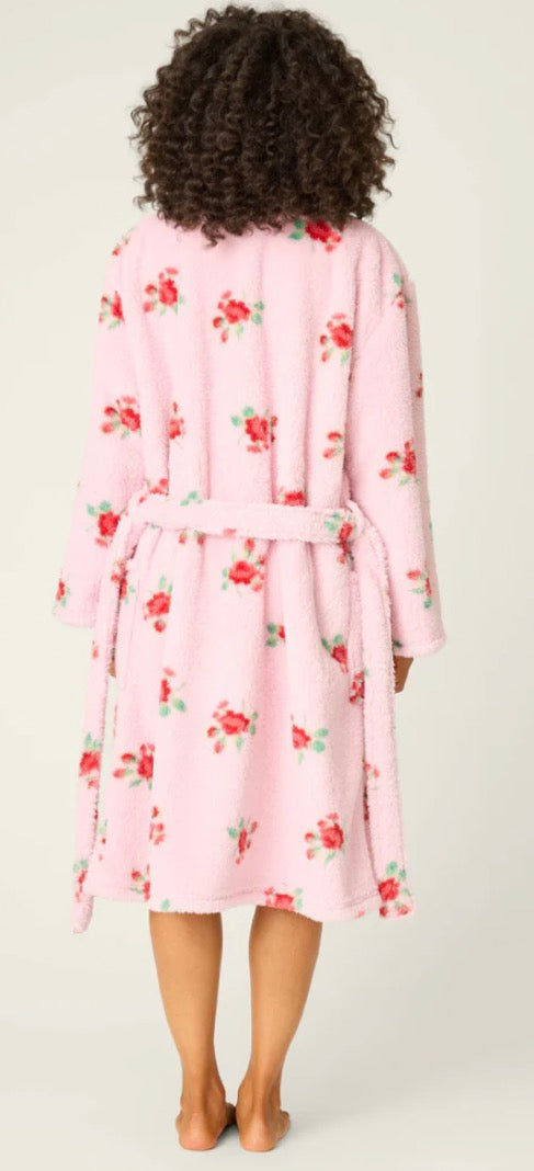 Rose Print Plush Robe