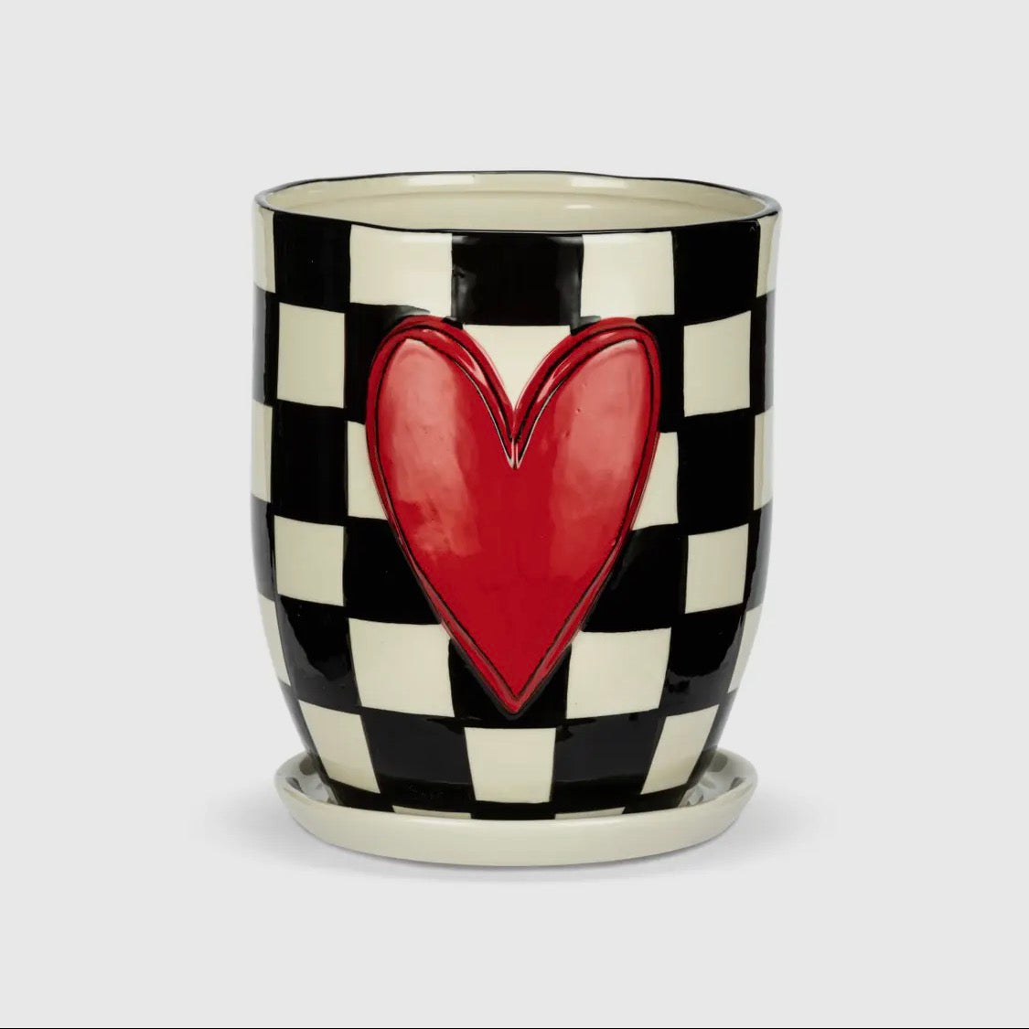 Checker Red Heart Planter