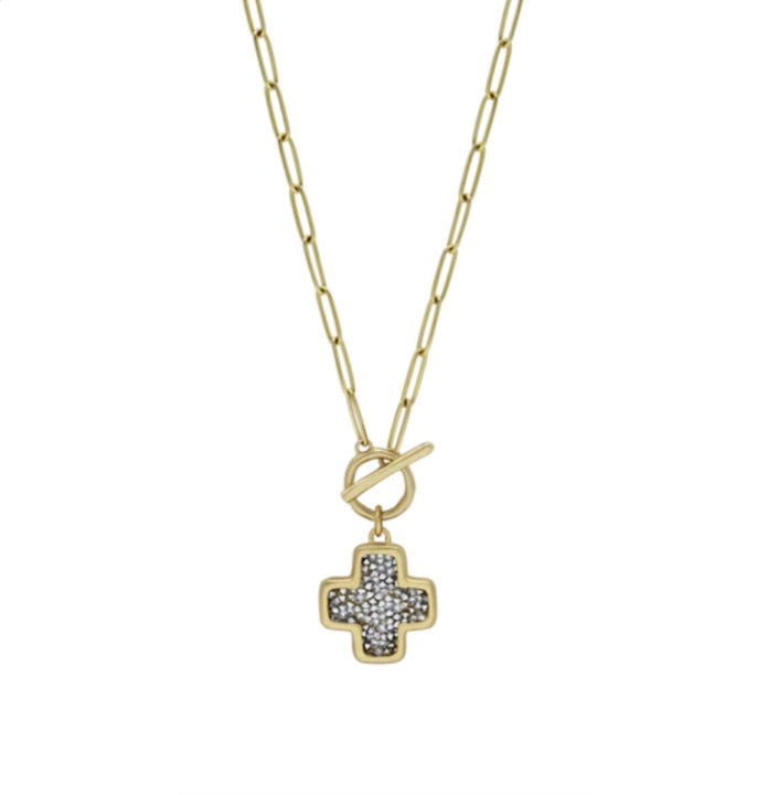 Kristal Cross Toggle Necklace