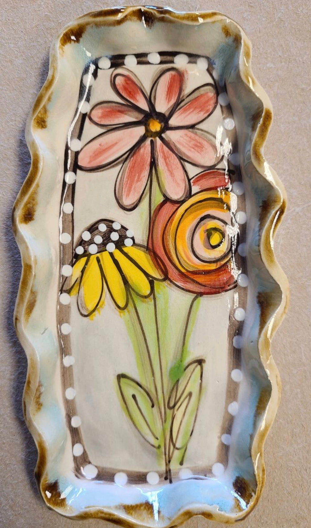Drip Flowers Mint Dish