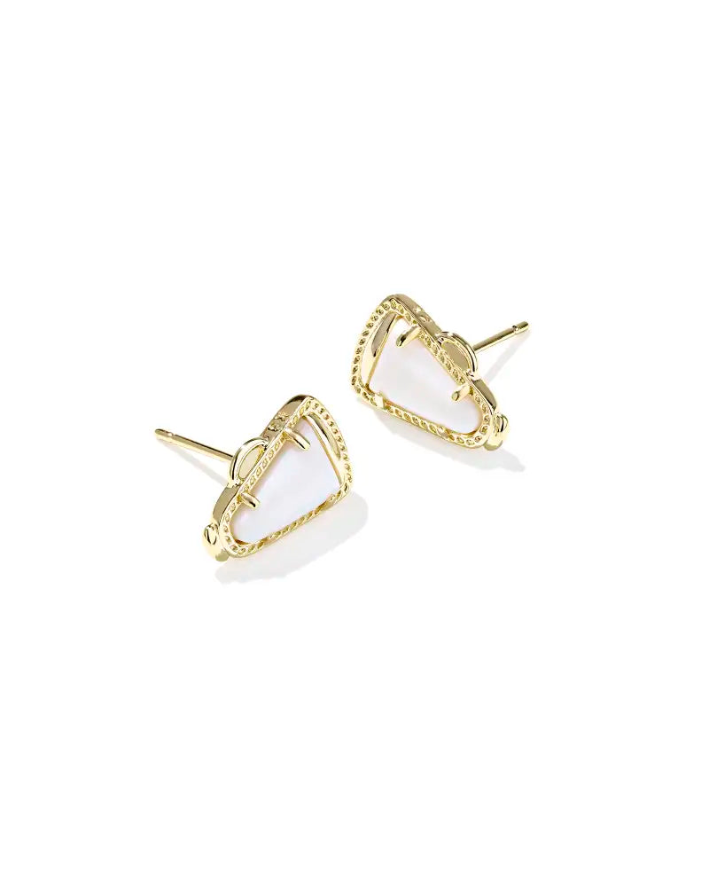 Gold Cheer Stud Earring White MOP
