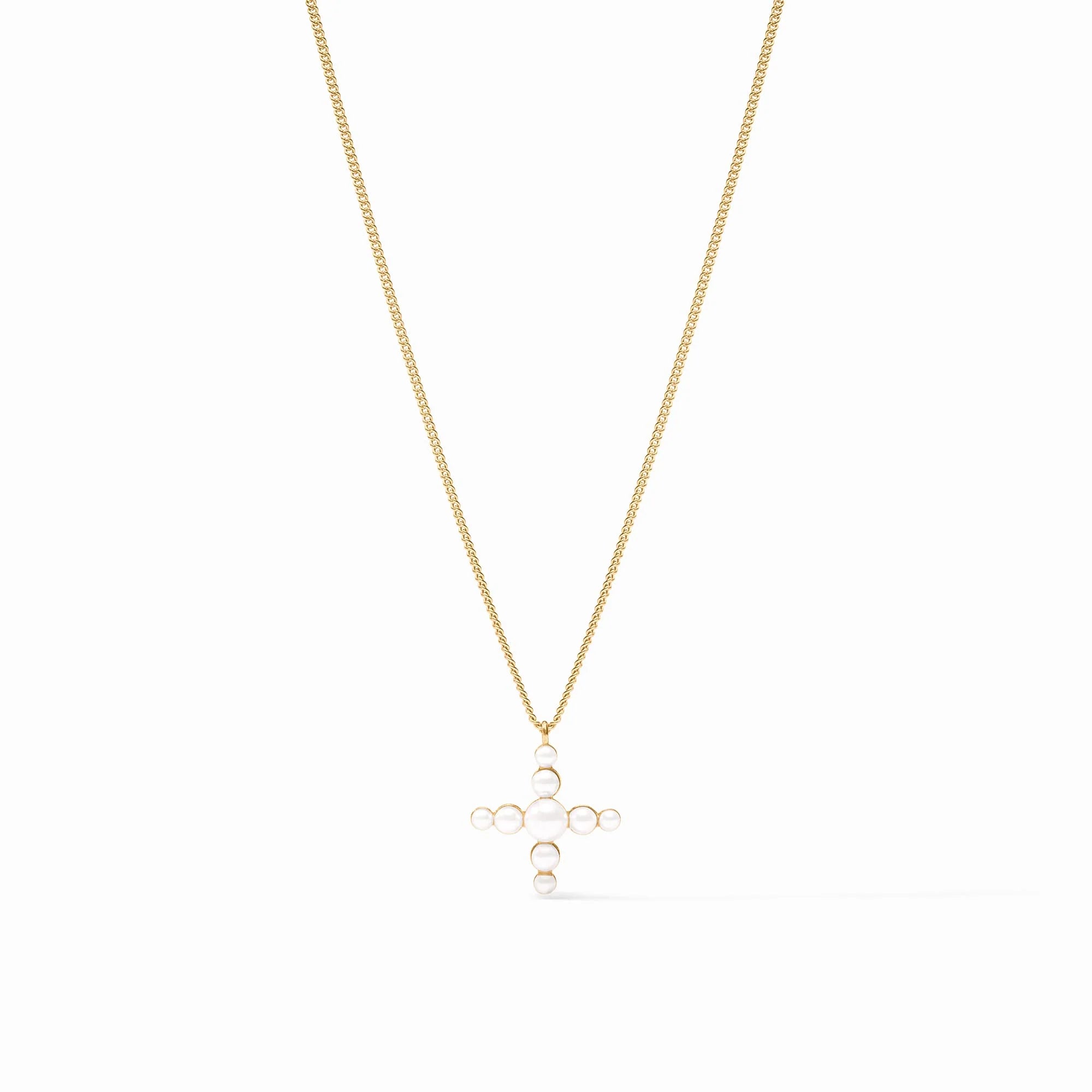 Gumdrop Pearl Cross Delicate Necklace