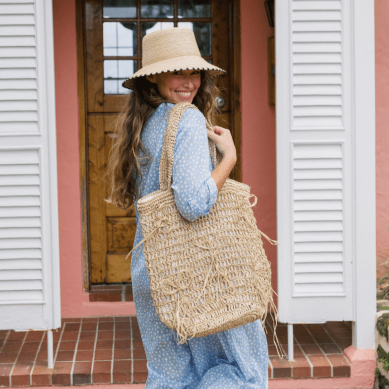 Sunny Raffia Ribbon Bag