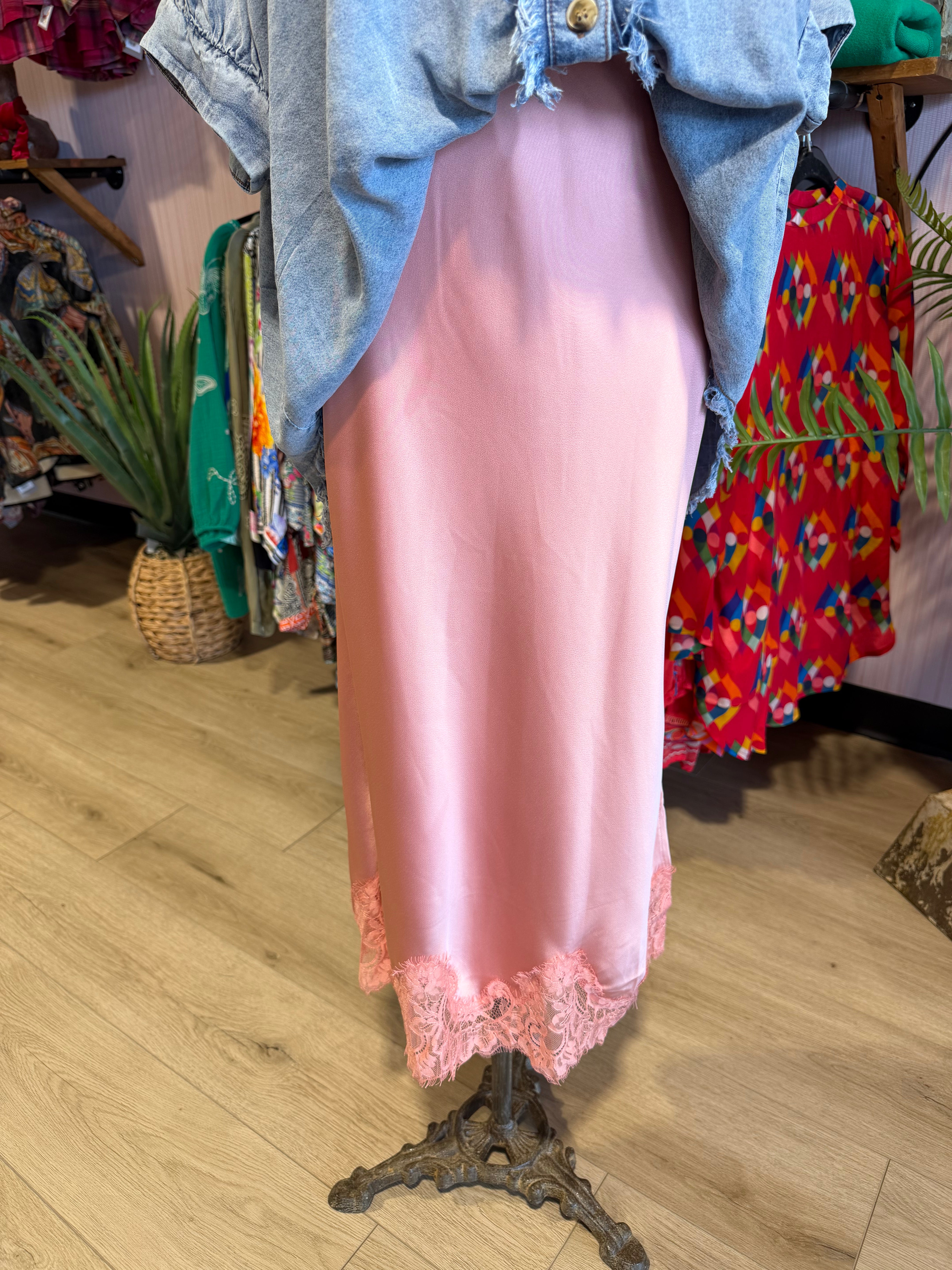 Blushing Satin Skirt