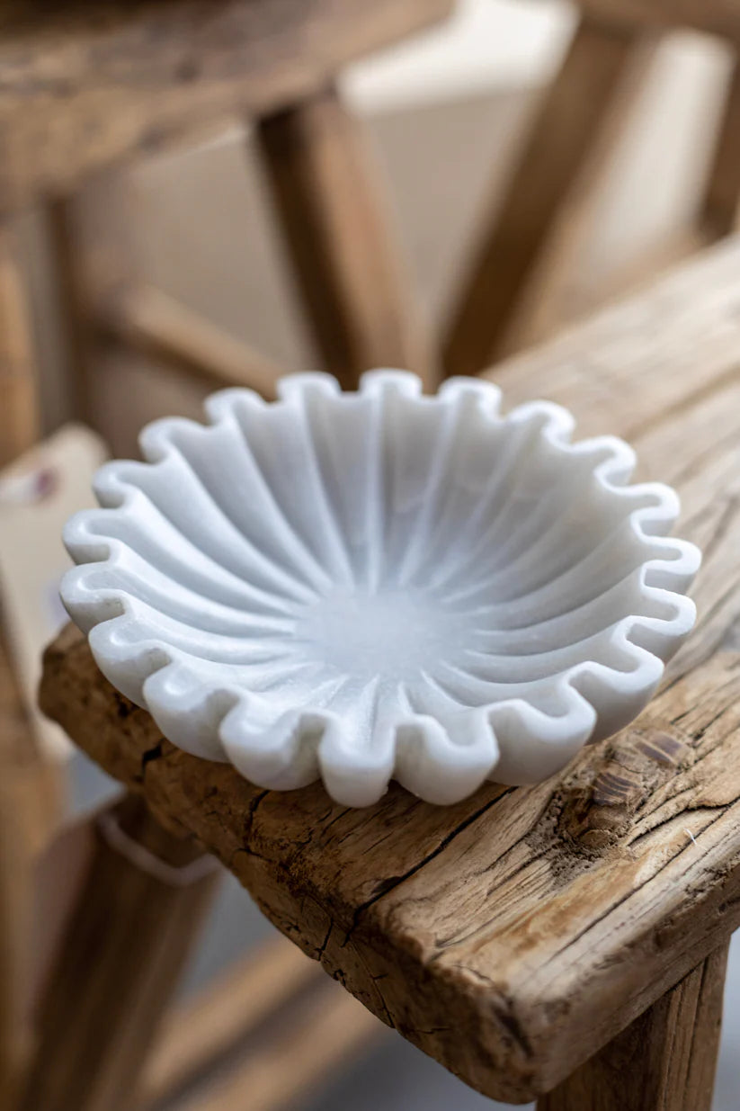 Marble Fluted Scalloped Bowl - Small 6x6