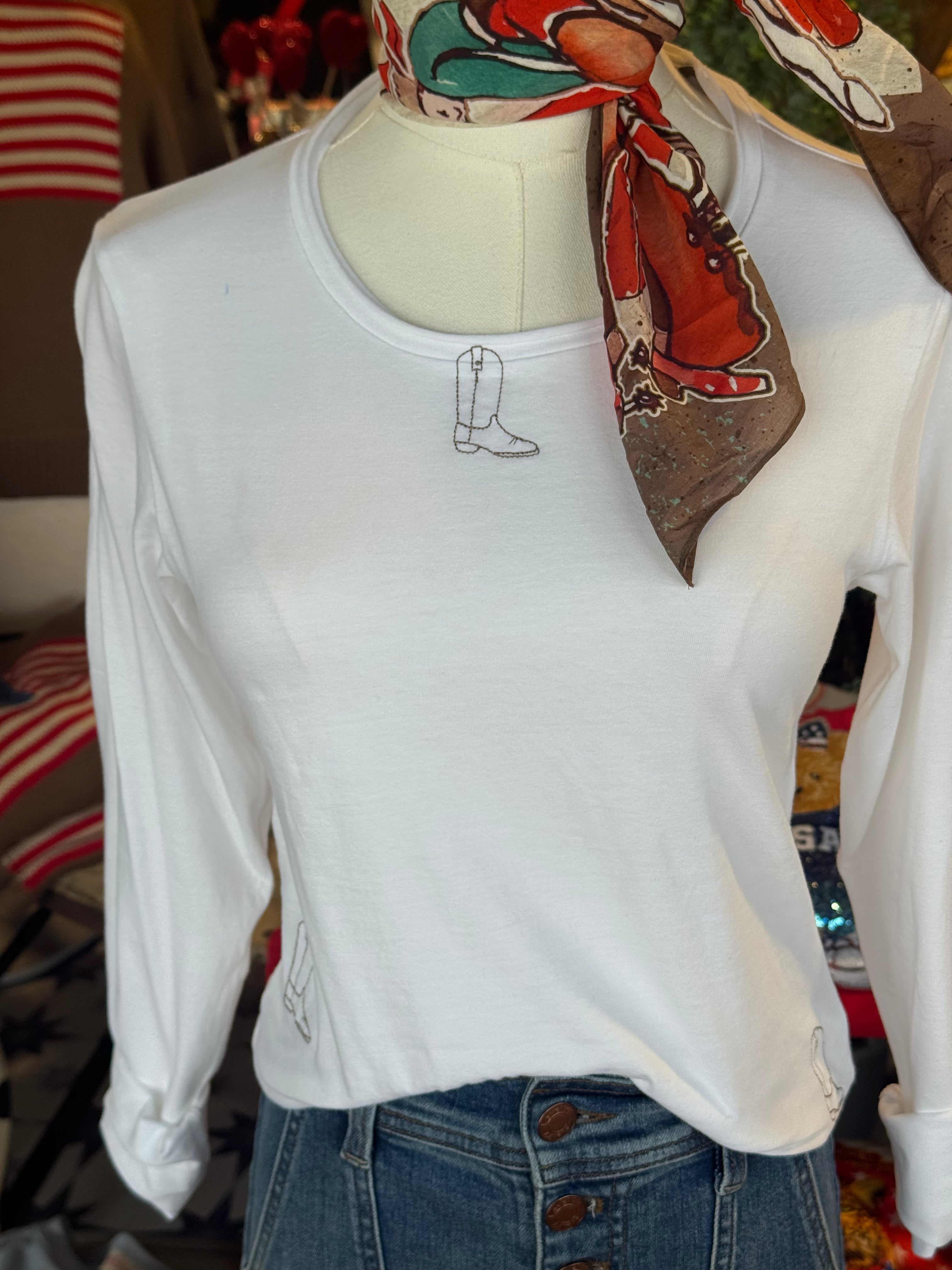 White Tee With Boots
