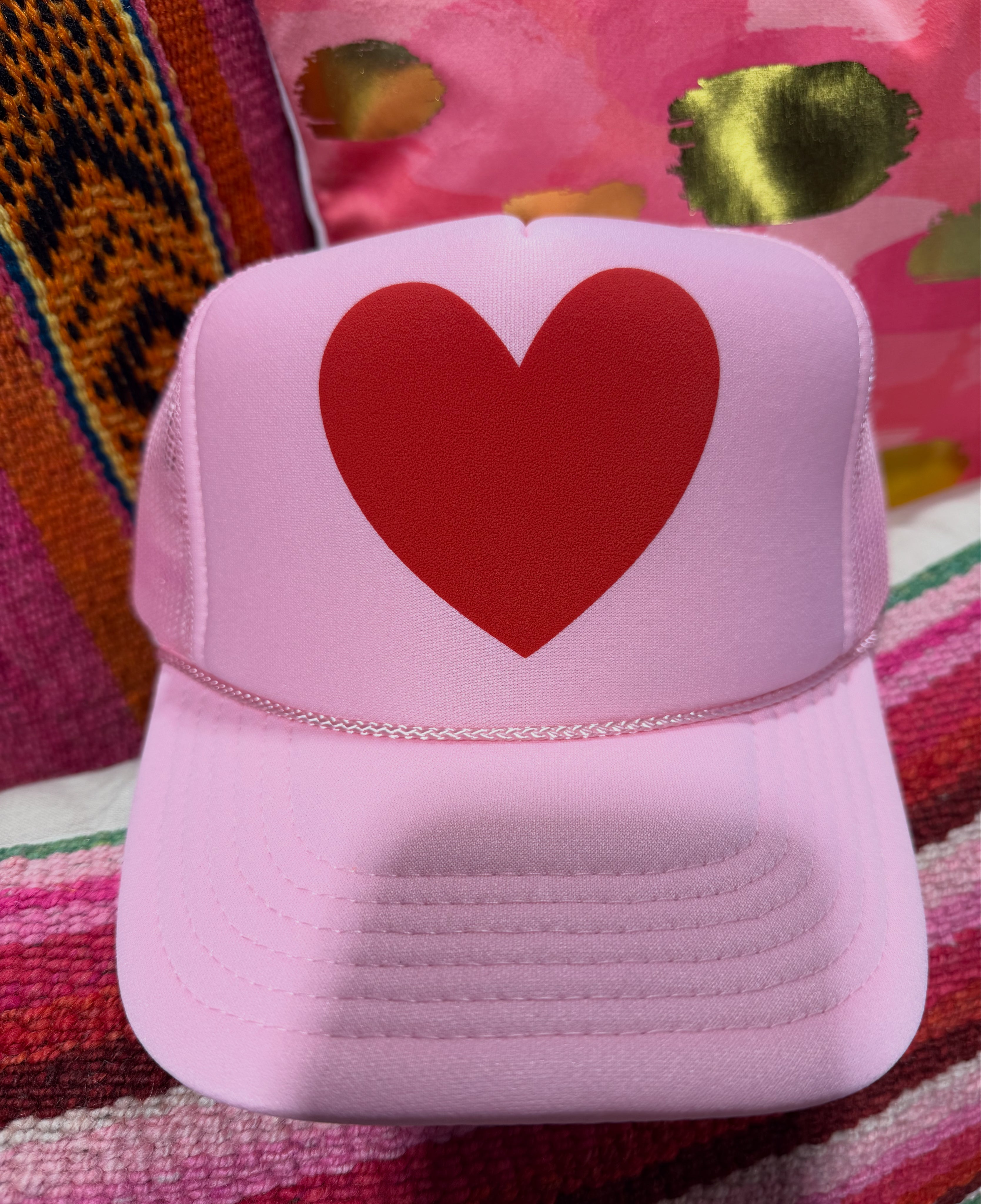 Pink and Red Heart Hat