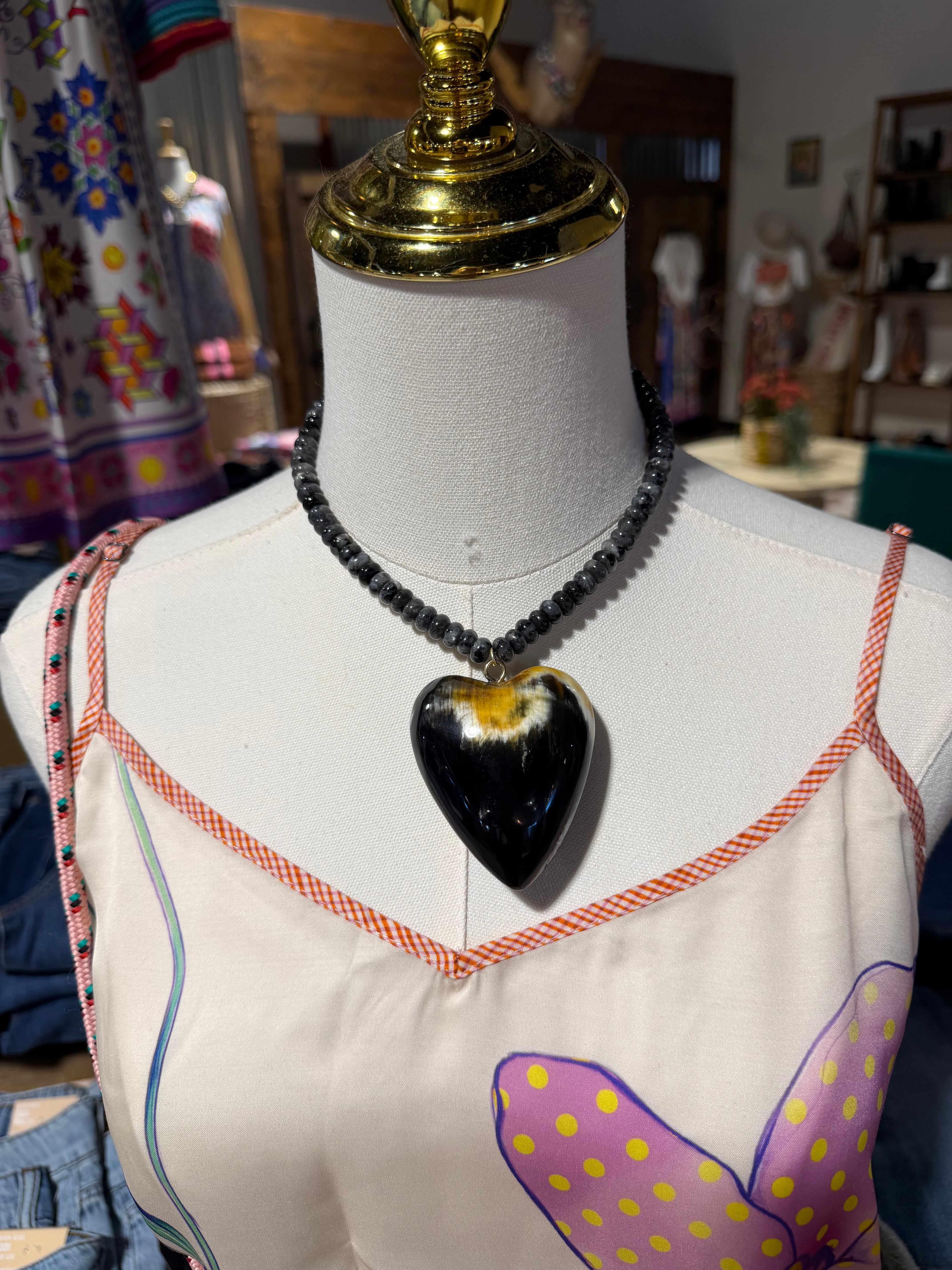 Colored Puff Heart Necklace