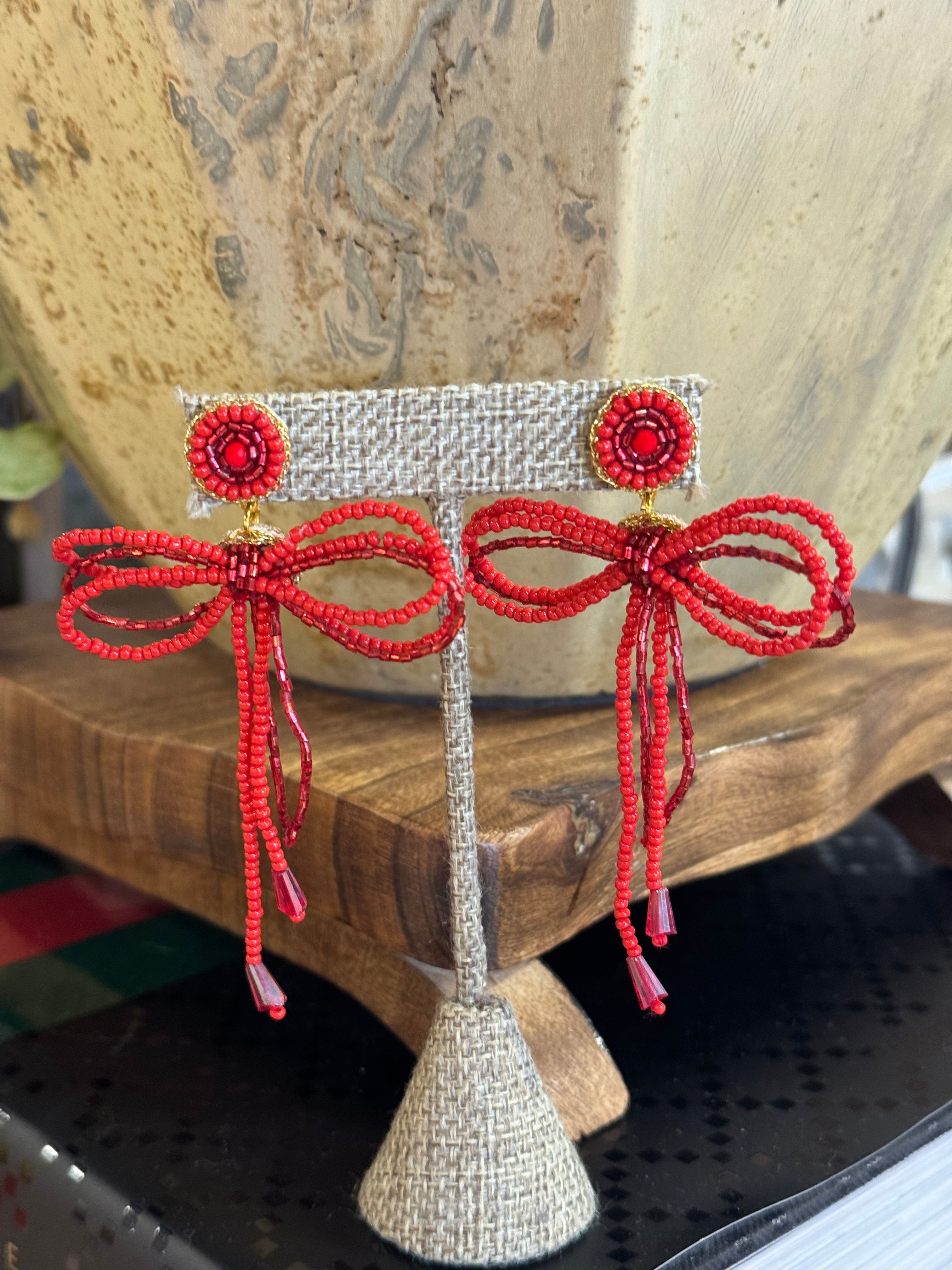 Beaded Bow Earrings